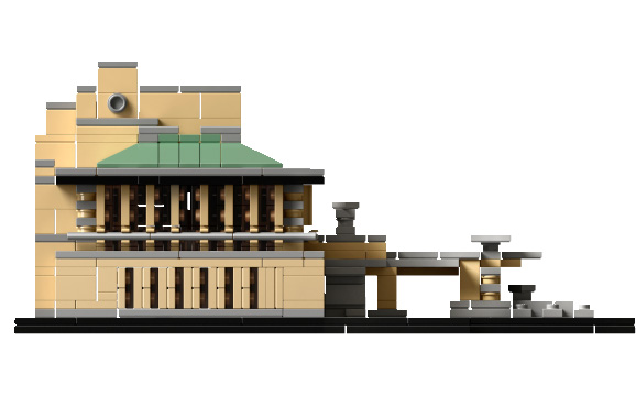 横から見たLEGO（レゴ）アーキテクチャーシリーズ「帝国ホテル旧館」のメインエントランスの参考画像